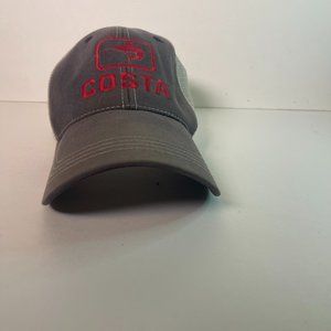 Costa Del Mar Gray Red Mesh Trucker Hat Adjustable Snapback Cap Fishing Marlin